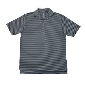 Turtleson Polo Shirt Mens Large Navy White Tour Performance Striped Stretch Golf